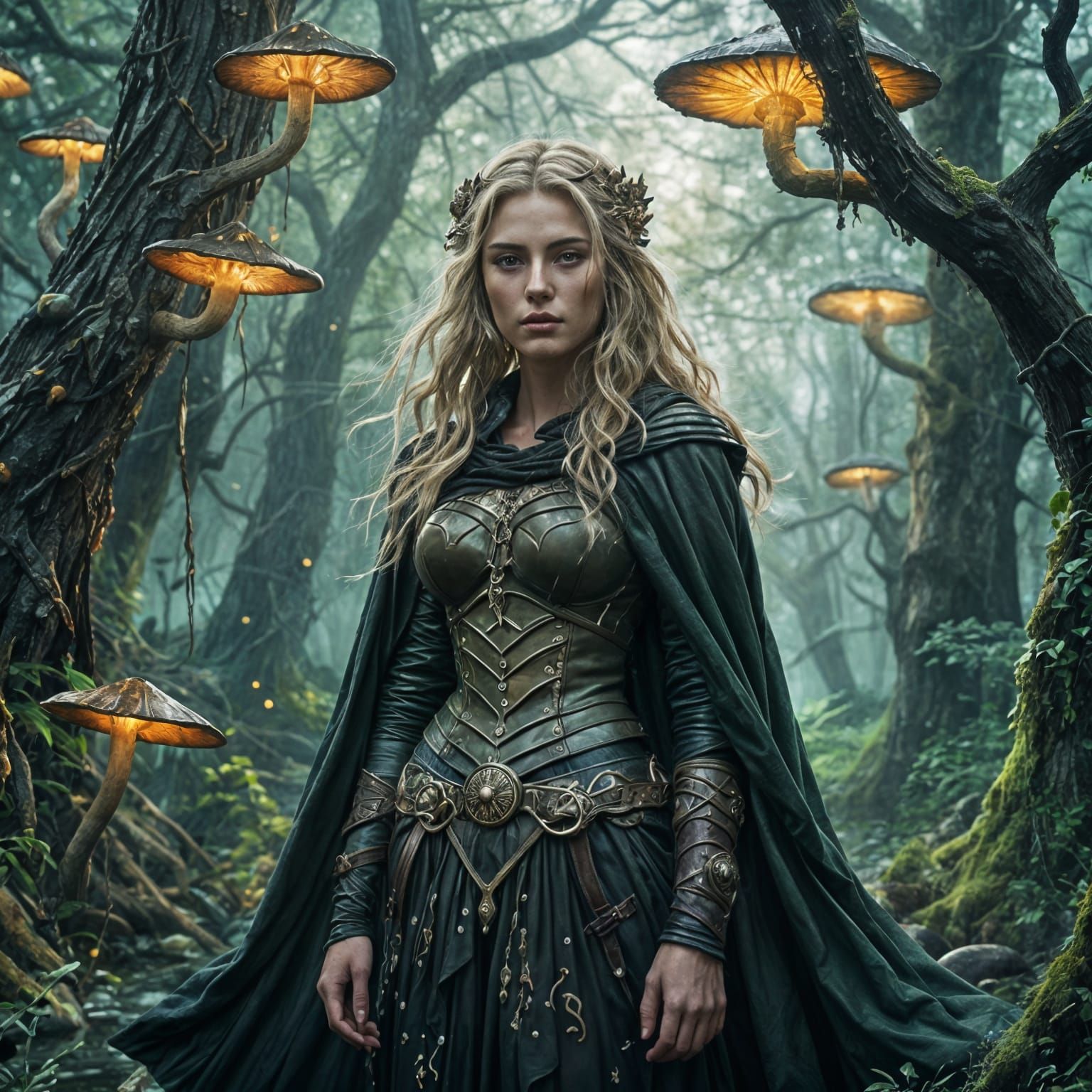 Warrior Paladin in Enchanted Forest: Digital Art