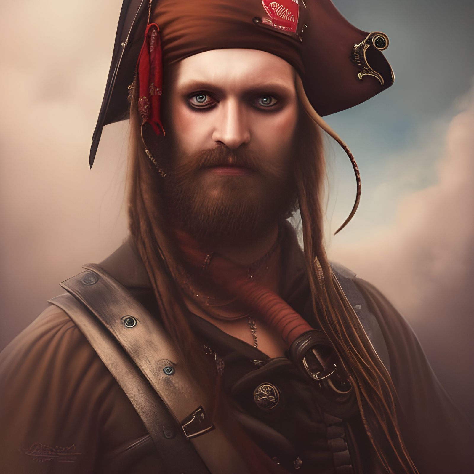 Male Pirate Captain Portrait in Digital Art Style