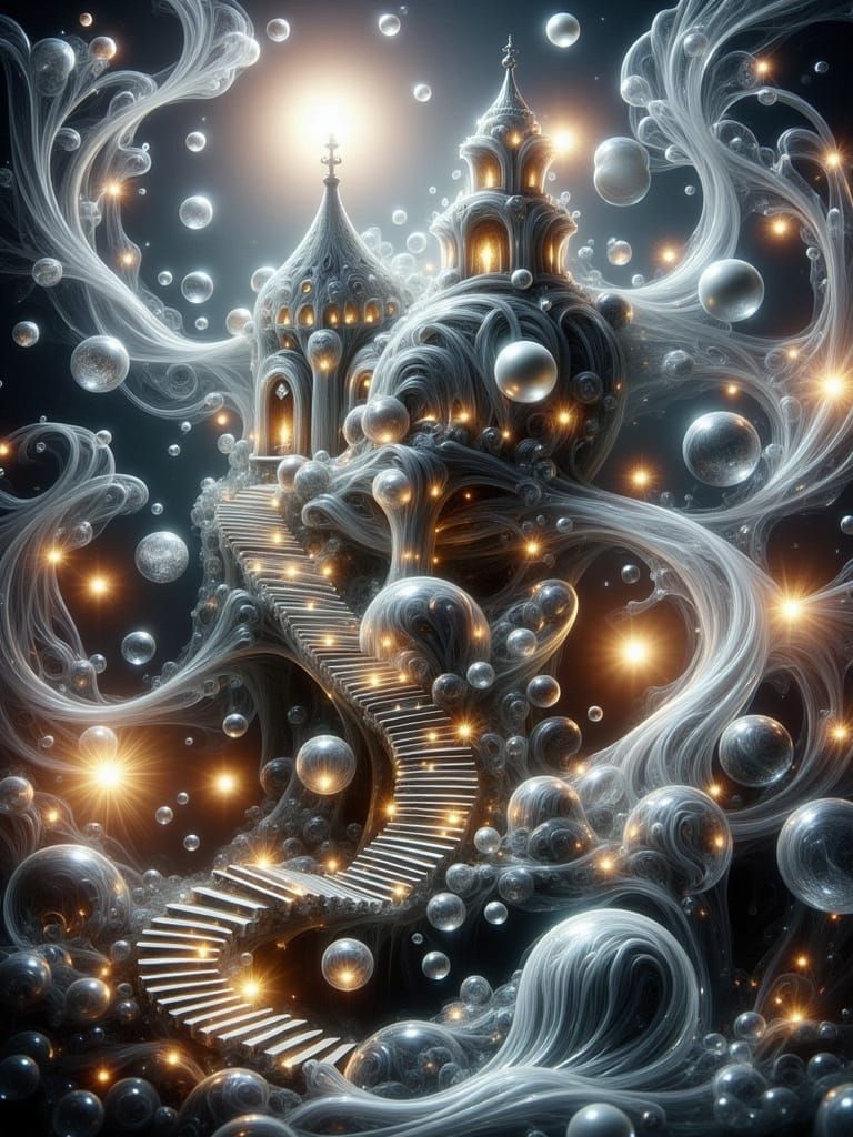 Ethereal Village Scene in Dreamy Digital Art