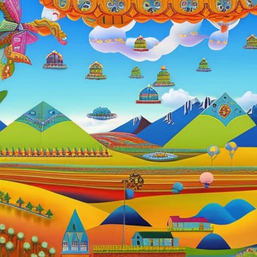 Colorful Surreal Precisionist Portrait in 2D