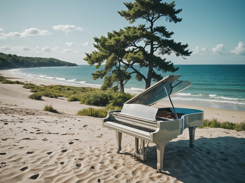 Glass Piano Encapsulates Shifting Seasons on Beach