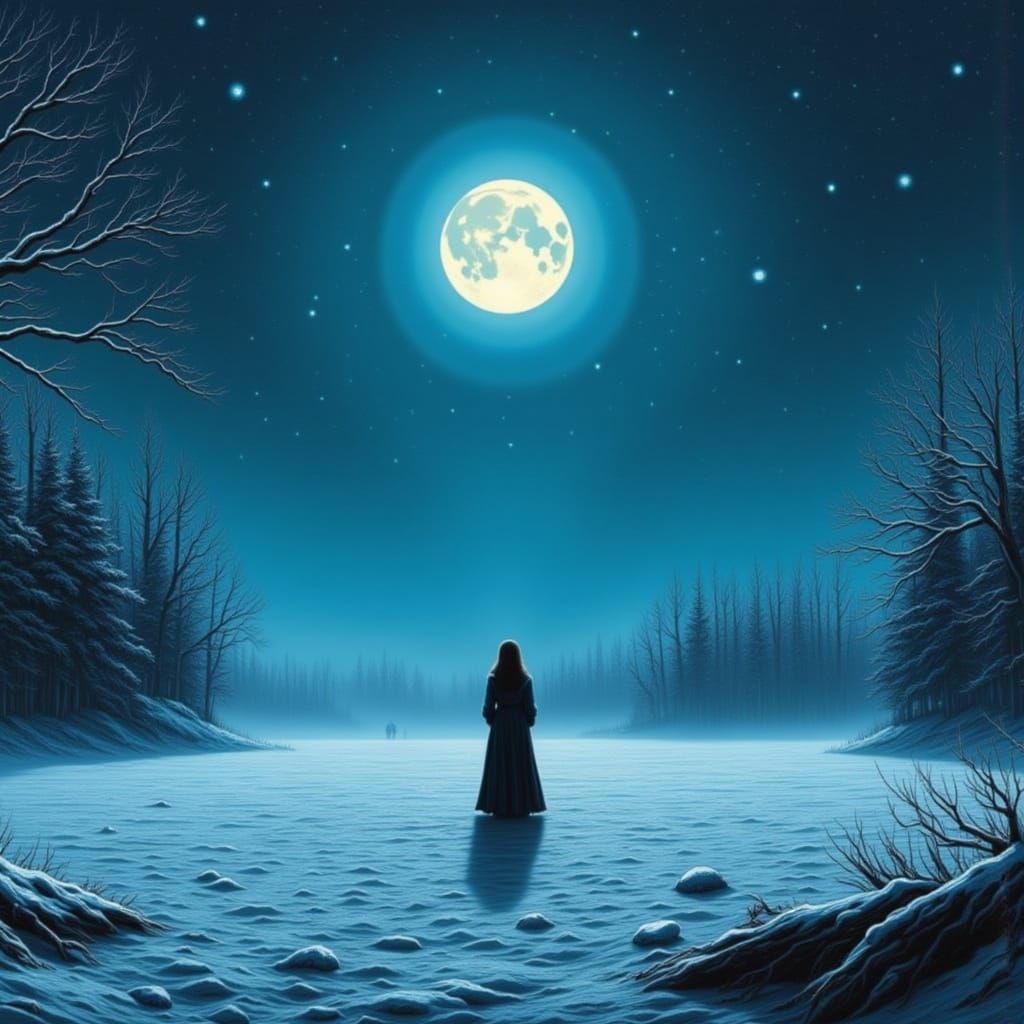 Winter Moonlit Lake: Shishkin Style