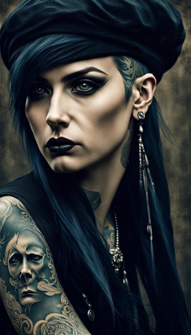 Gritty Portrait of a Goth Rocker with Attitude