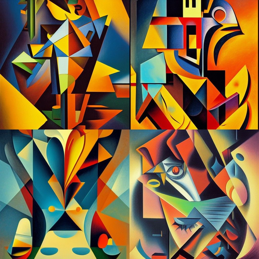 Surreal Bing Bong: Abstract Cubism Oil Painting