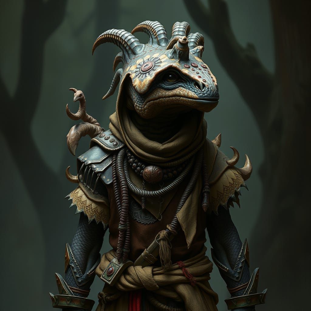 Argonian Hapsleet in Black Marsh: Fantasy Reptilian Portrait