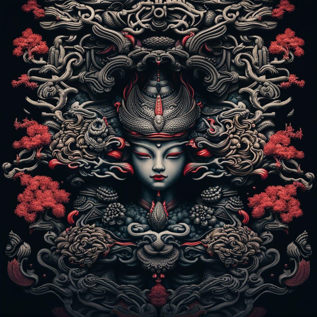 Hyperrealistic Soma Zen Screen Print in HDR