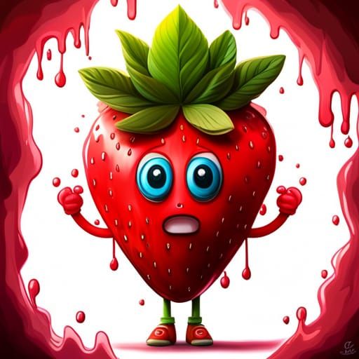 Strawberry Activist in Street Art Style
