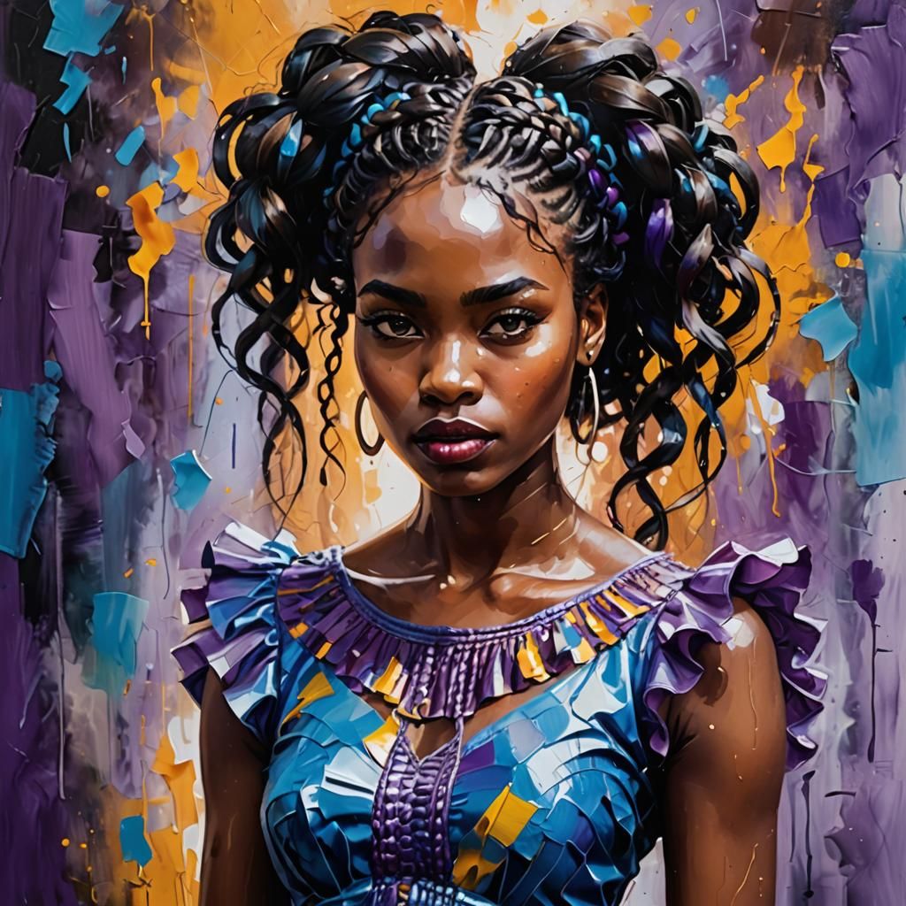 Impressionistic Portrait of a Girl with Braided Hair