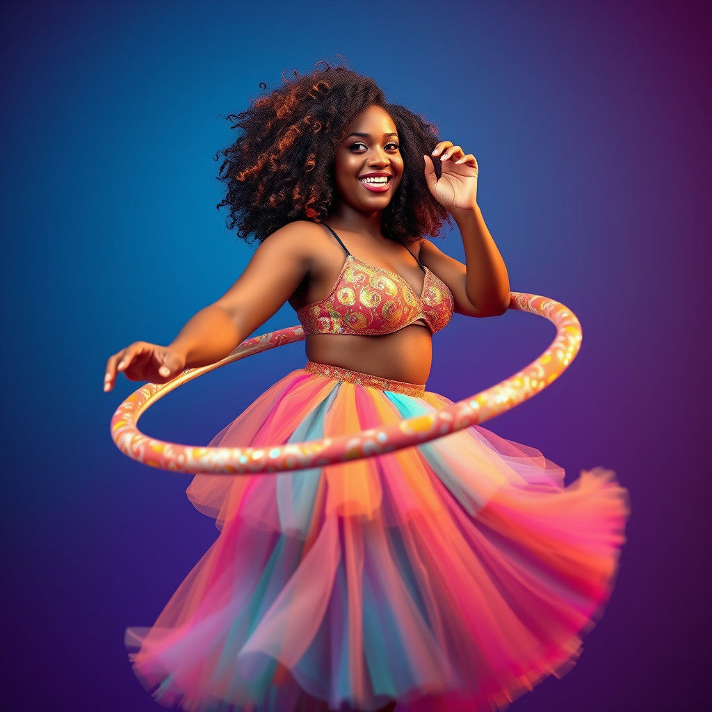 Curvy Woman Hula Hooping with Donut