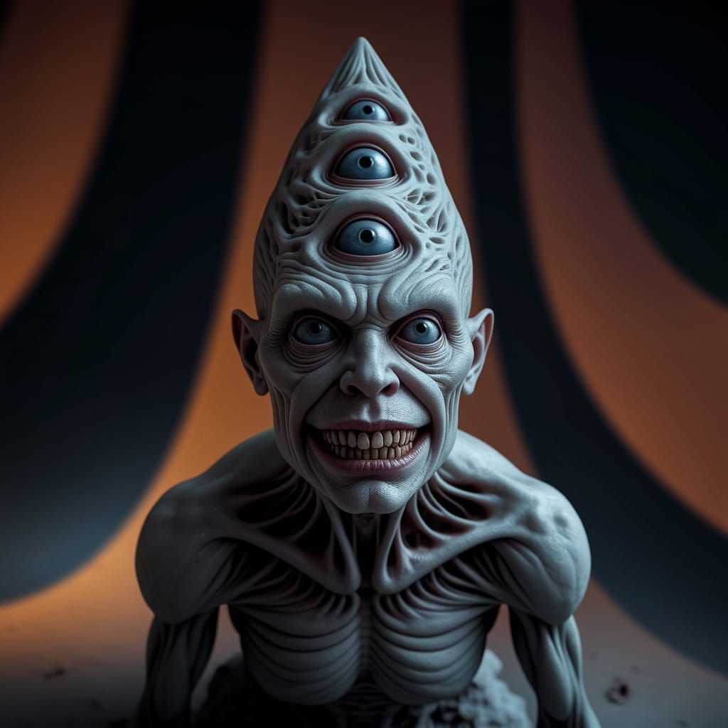 Ethereal Horror Figure in Dark Surreal Landscape