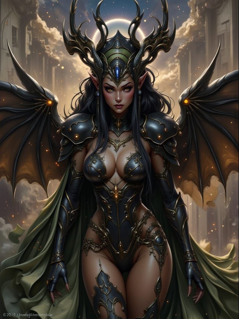 Epic Fantasy Female Monster in Cyberpunk Style