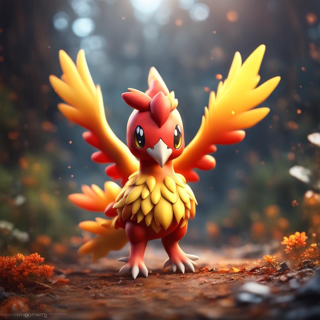 Hyperrealistic Chibi Moltres: a Pokemon Artstation Fantasy
