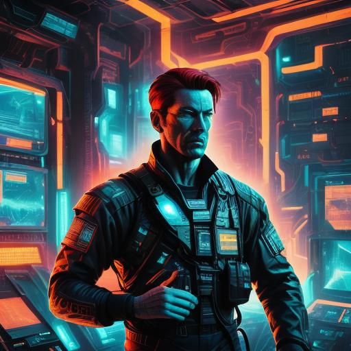 <lora:Murraypunk SD15:1.0> Cyberpunk John Tracy in space, re...