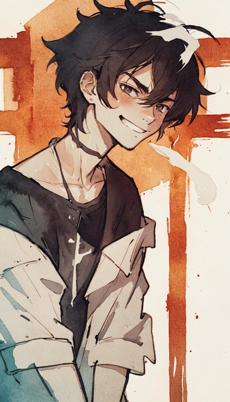 Laughing Man with Whiskey in Moody Cinematic Still