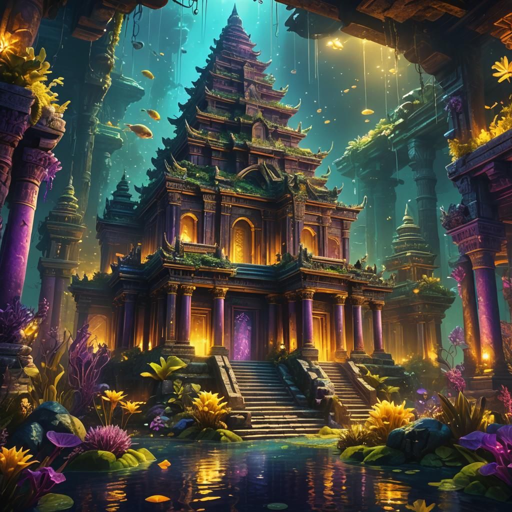 Underwater Temple of Ayge at the end of the Flow of Time