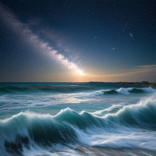 Cosmic Stardust Falls on Ocean Foamy Waves