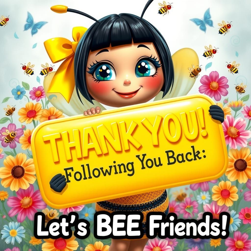 Whimsical 3D Bumblebee Girl in Vibrant Origami Style