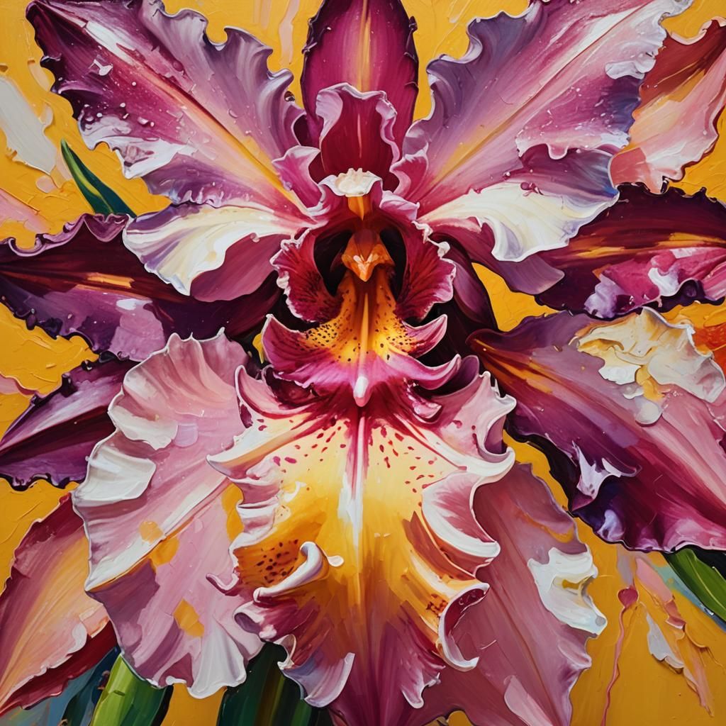 Orchid in Expressionist Neo-Impressionism Style