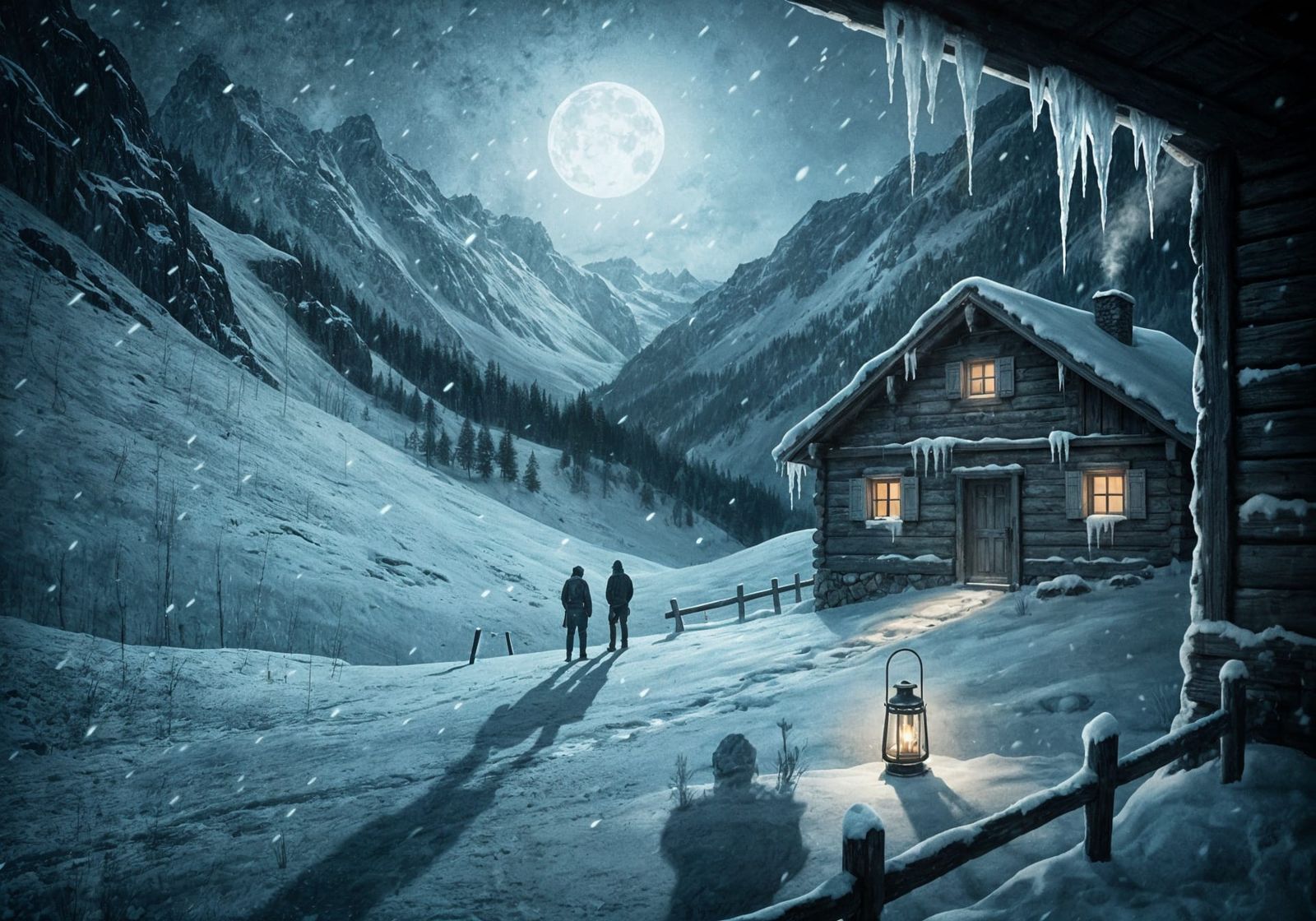 Moonlit Haunted Chalet in Snowy Valley