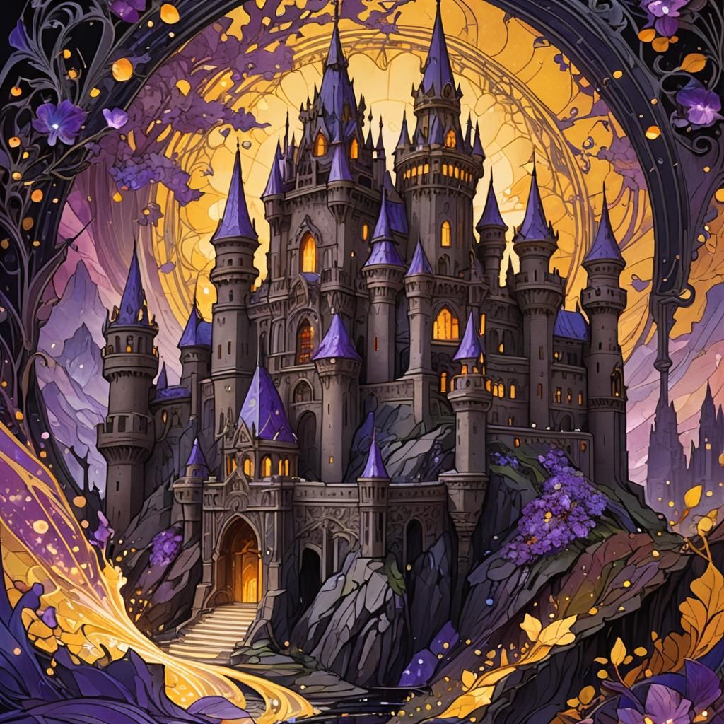 Mysterious Pop-Up Book with Castle and Crystals