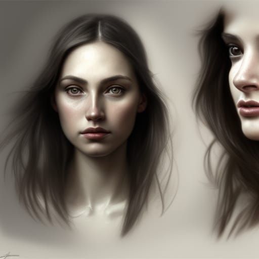 Detailed Charcoal Drawing of a Woman Portrait