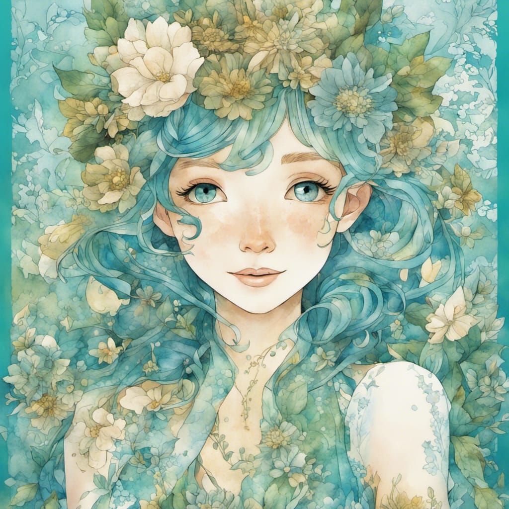 Fairytale Queen in Floral Comic Style