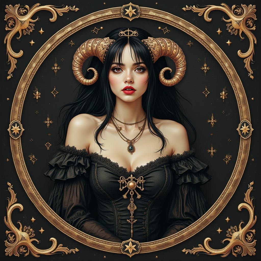 Gothic Aries Zodiac Figure