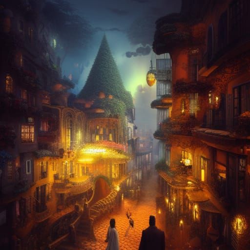 Surreal Path Merges into Night Crowd