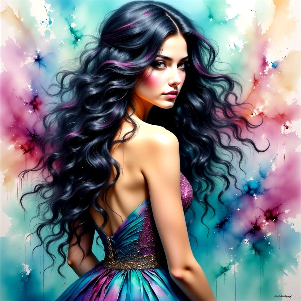 Encaustic 3D Bas Relief Post-Impressionist Mystic Woman in T...