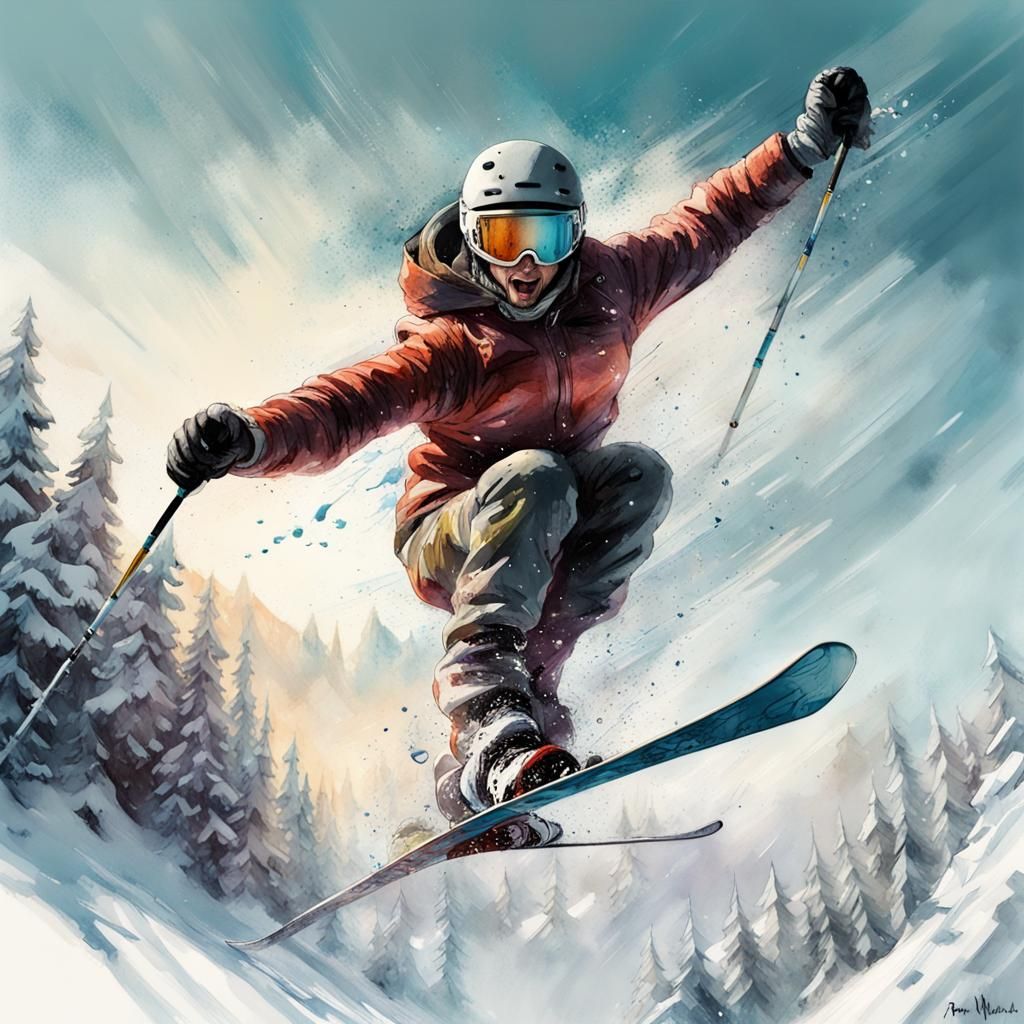 Skier's Mid-Air Backflip in Winter Wonderland