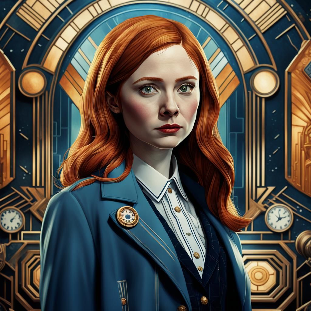 Amy Pond Portrait in Art Deco Style