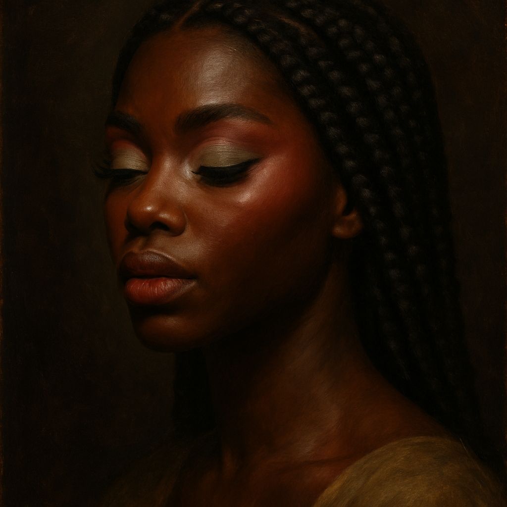 A Regal Black Woman in Oil Painting
