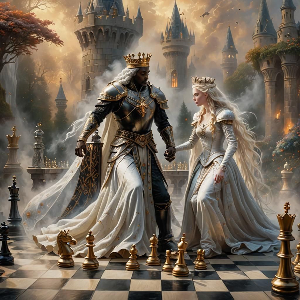 Chess Battle: Ethereal Fantasy Art