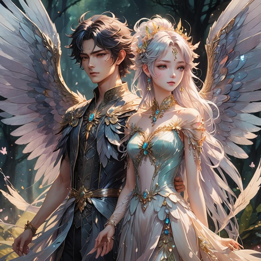 Two Fairies in Dark Fantasy Anime Style
