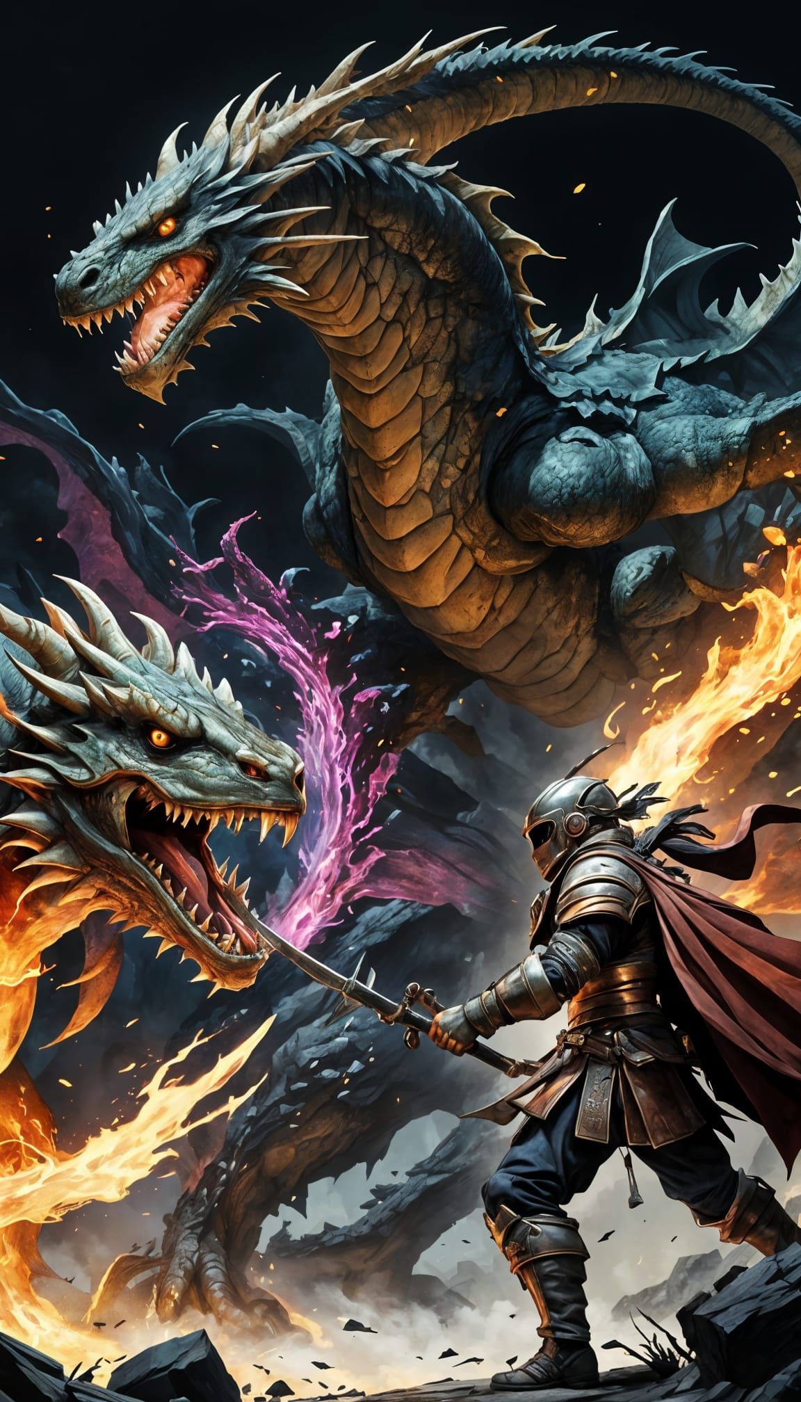 Dynamic Action Concept Art in Triadic Colors