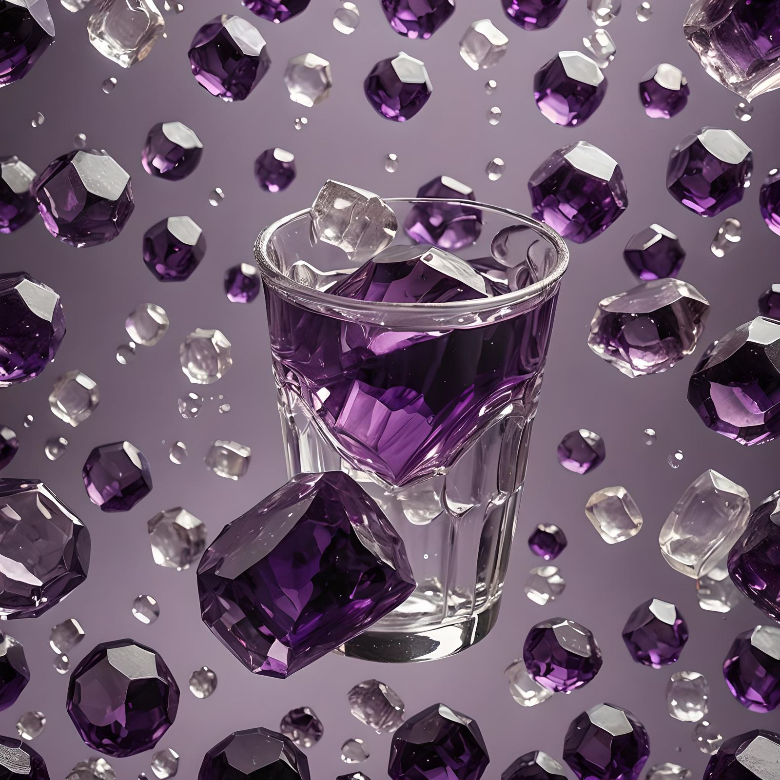 Amethyst Gemstone in Plastic Cup, Close-Up