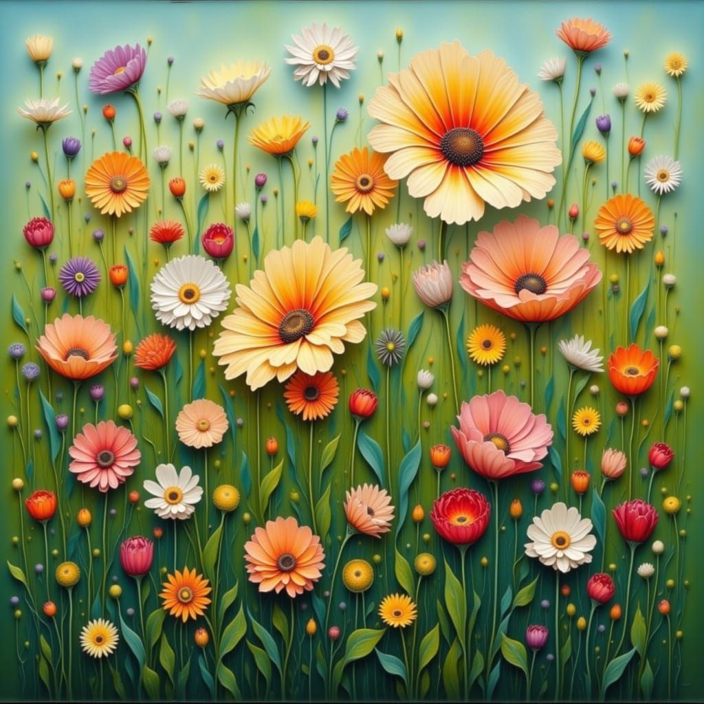 Vibrant Floral Bloomispot in Impressionistic Digital Style