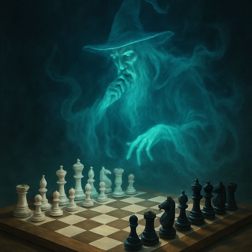 Ghostly Wizard Contemplates Chess Match