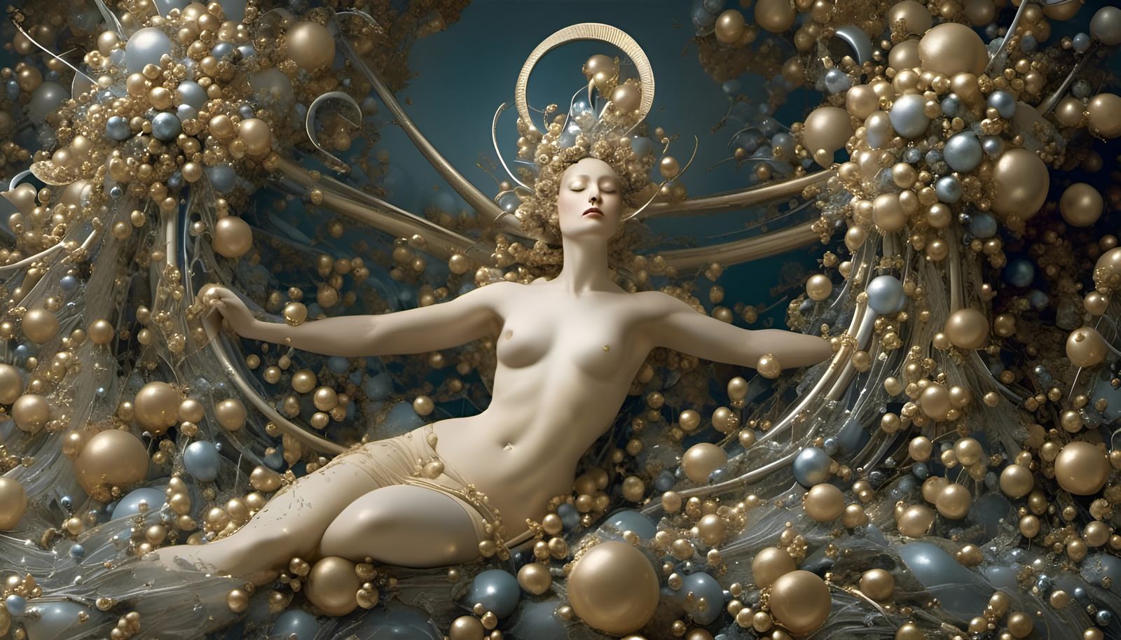 Stone Person in Forest, Surreal Oil Painting