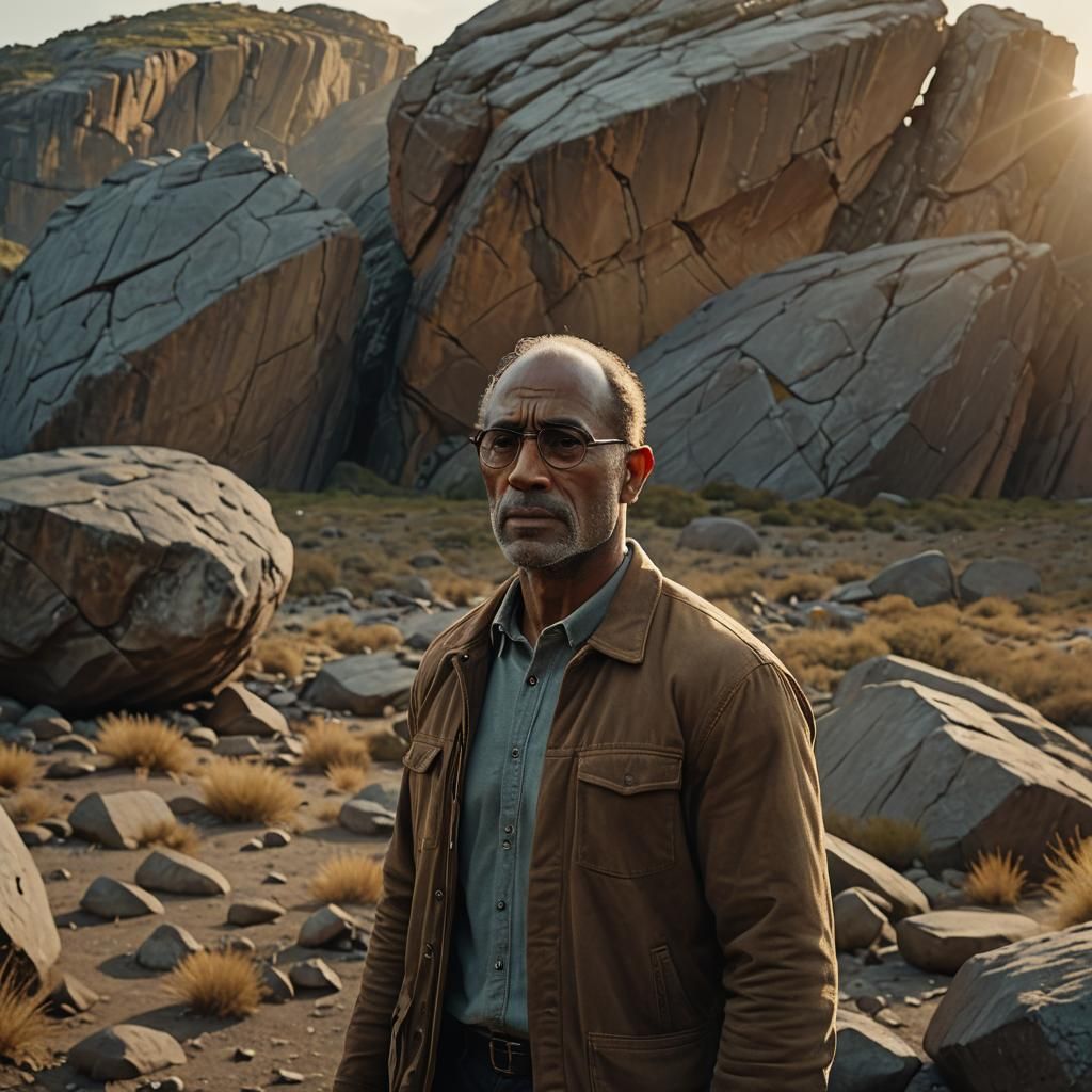 Trevor Phillips and The Rock: Hyperrealistic Film Still