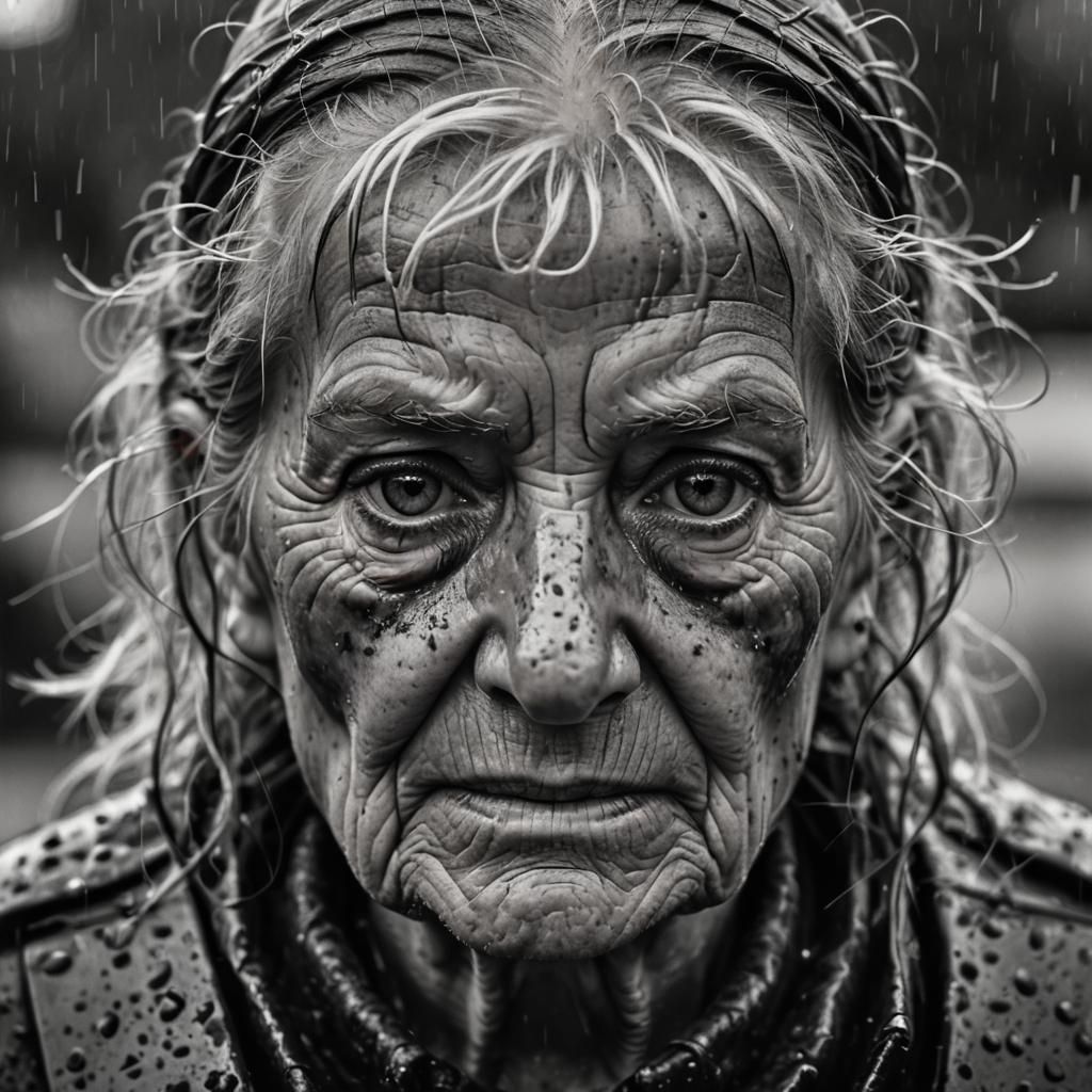 Gritty Portrait of Elderly Woman in Armor