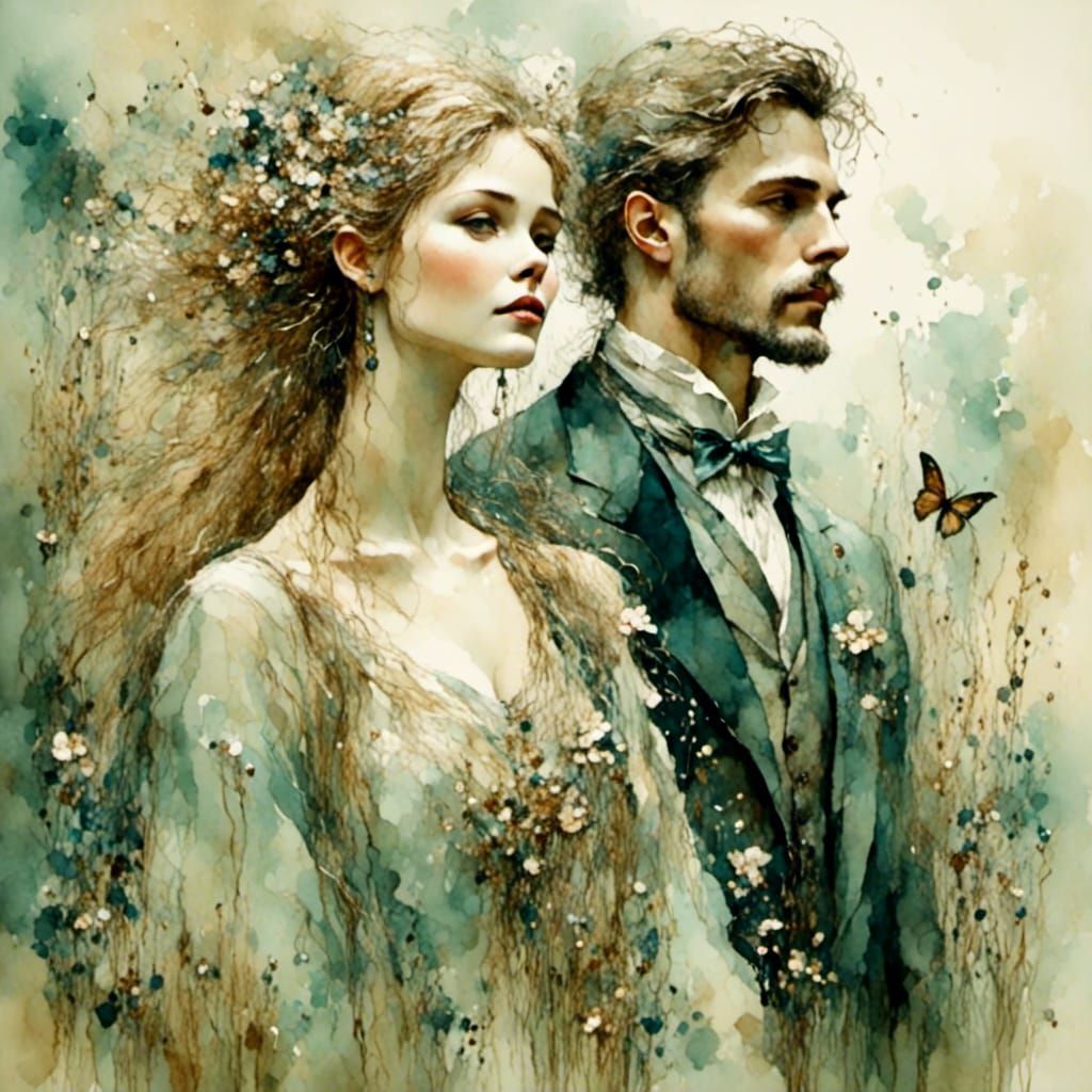 Vibrant Portrait of a Gorgeous Woman with Man