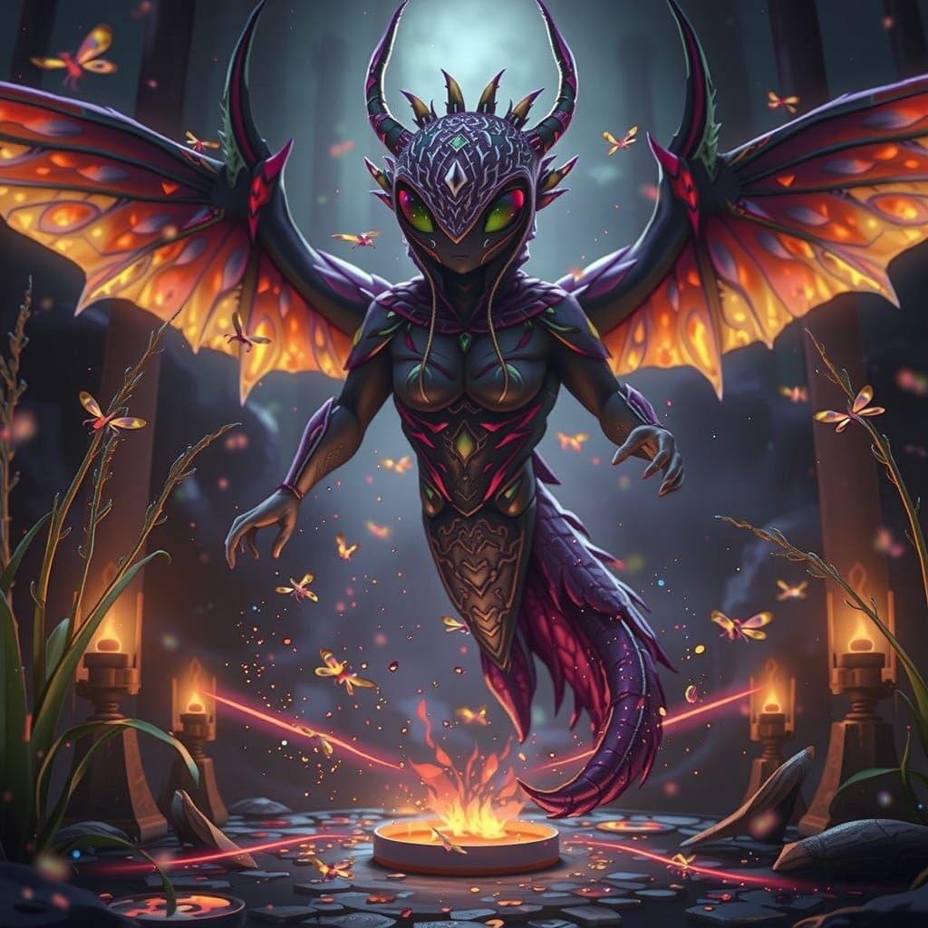 Whimsical Firefly in Snowglobe Fantasy Scene