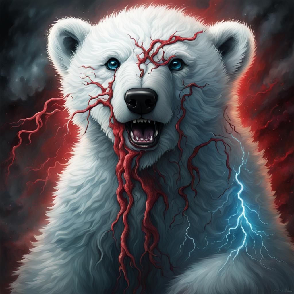 Mutated Christmas Polar Bear Horror Hybrid