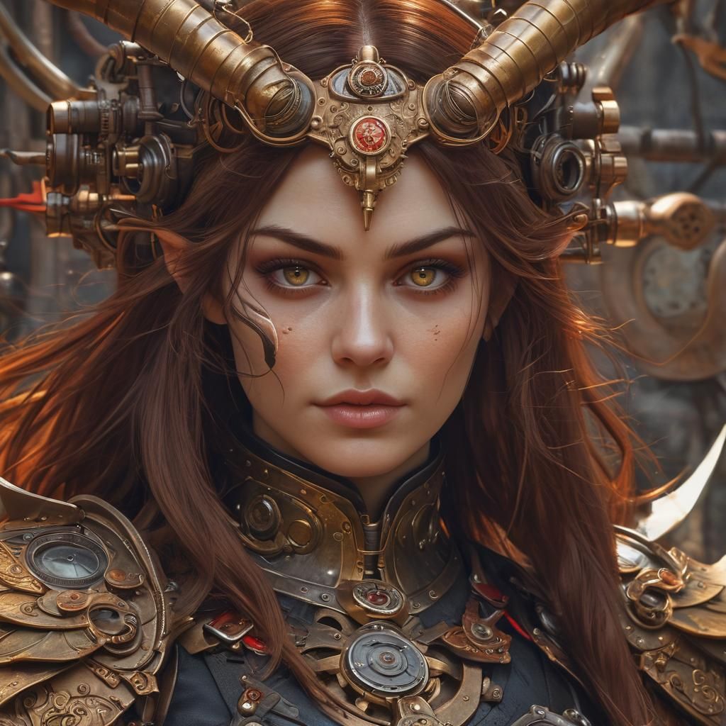 Steampunk Dragon Woman Portrait in Victorian Style