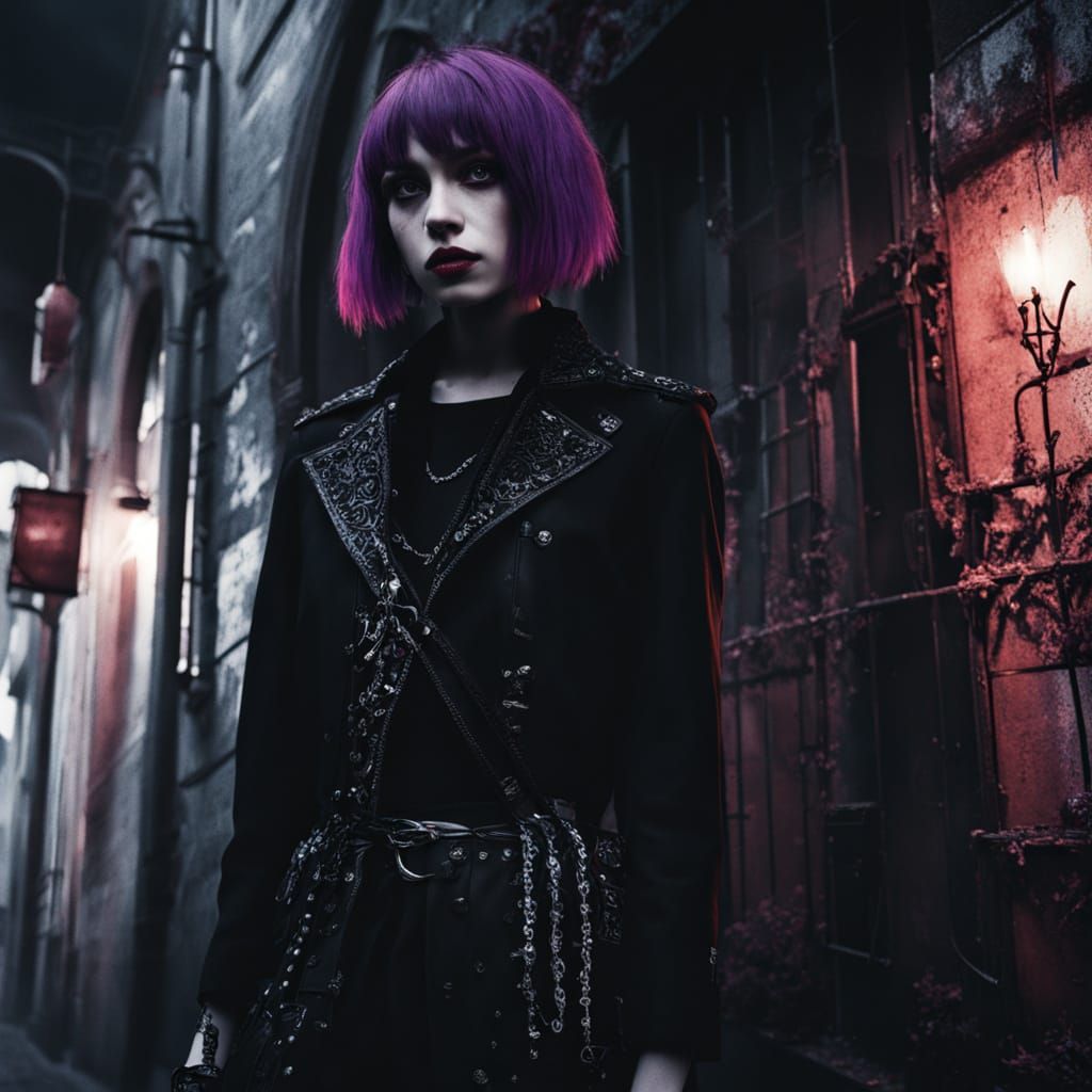 Mysterious Gothic Girl in Dark Romanticism Style