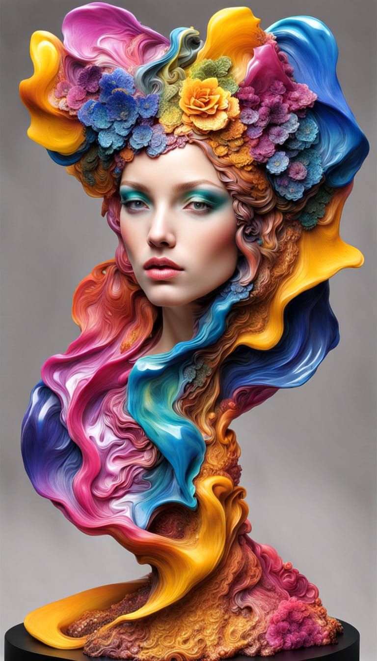 Ethereal Goddess in Resin Cast 3D Splendor