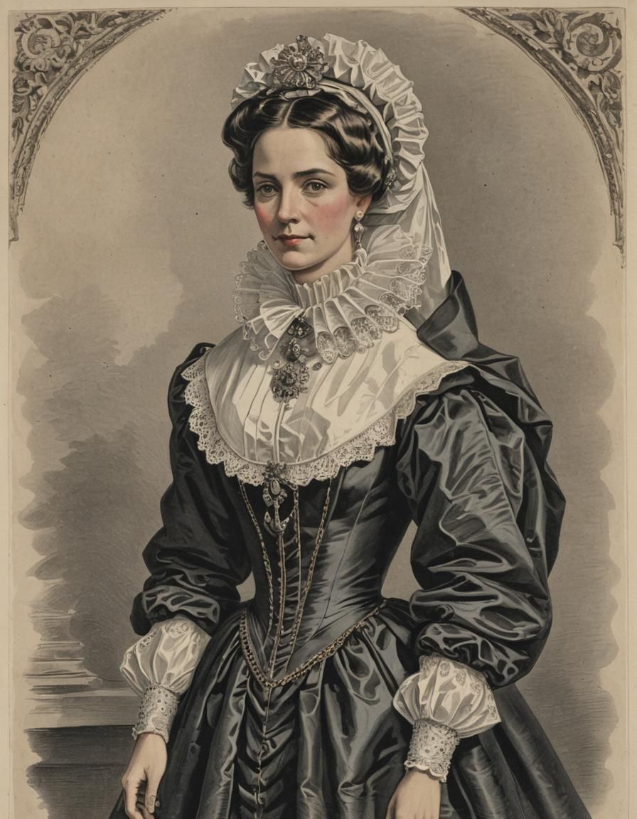 Woman in Ornate Baroque Dress and Collar