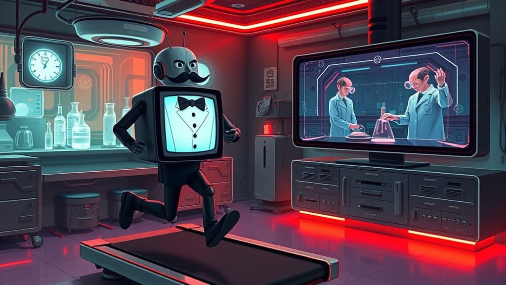 Steampunk Scientists at Work, Treadmill Runners in Magical L...