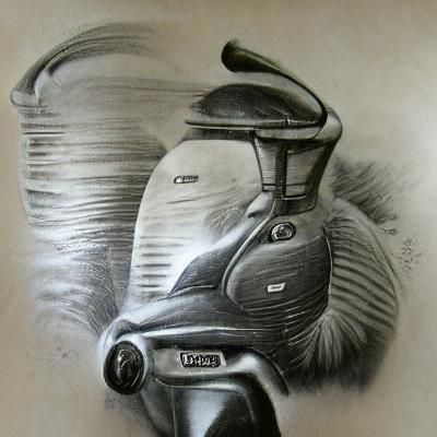 Detailed Charcoal Drawing of a Classic Vespa